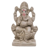 B S Natural Eco-Friendly Ganesh Idol Cm Clay Ganesha Murti For Home & Visarjan | Biodegradable, Water Soluble With Pooja Kit & Marigold Seeds | Handmade Ganpati Idol For Festivals (17Cm X 10Cm)